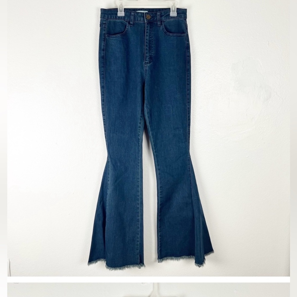 SHOW ME YOUR MUMU Berkeley Zip Up Bells Dark Rainstorm High Rise Jeans, Size 28